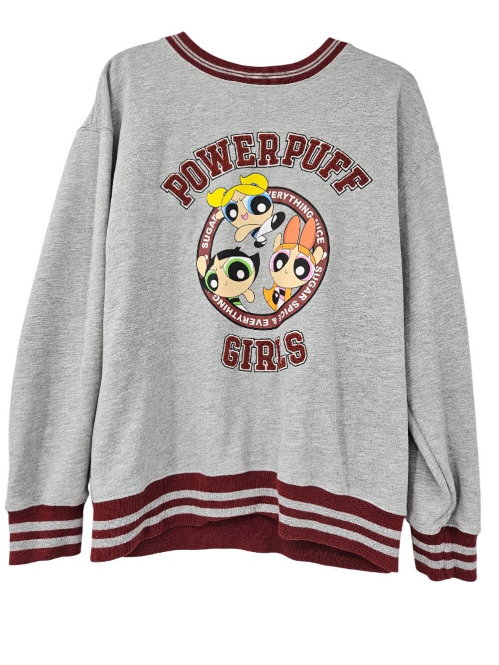 Powerpuff Girls Sweatshirt Gray Women's Size L Athleisure Y2K Kidcore Loungewear